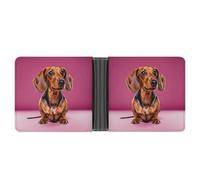LPSADGF Italy Tuscan Men's Wallet Leather Money Clip Slim Passcase With 6 Card Slots, 2 Hidden Pockets, Dachshund Weiner dog, One Size, Modern