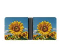 LPSADGF Italy Tuscan Men's Wallet Leather Money Clip Slim Passcase With 6 Card Slots, 2 Hidden Pockets, Sunflower Blooming Flowers Plants, One Size, Modern