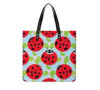 LPSADGF Italy Tuscan Tote Bags for Women Leather Handbag Makeup Bag with Magnetic Buckle Design Casual Bag, Red Ladybug Pattern, 39x39cm