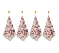 LPSADGF Japanese Floral Cherry Blossom Kitchen Hand Towels Absorbent Towels Quick-Drying Towel with Loop & Hook Soft Dish Cloths for Kitchen & Bathroom 4PCS