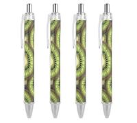 LPSADGF Kiwi Art Pattern Ballpoint Pens 4 PCS Retractable Smooth Writing Pens with Quick-Drying Ink, Comfort Grip Office Black Pens for Everyday Use, Bulk Office Supplies for Professionals