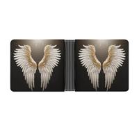 LPSADGF Landscape Painting Men's Wallet Leather Money Clip Slim Passcase With 6 Card Slots, 2 Hidden Pockets, Angel Wing, One Size, Modern