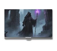 LPSADGF Laser Dolphin、 Business Card Holder Slim - Metal Aluminum Alloy Credit Card Holder Case, Professional Flip Cover Business Cards Organizer Wallet for Men & Women (Buckle Style), Magician in