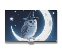 LPSADGF Laser Dolphin、 Business Card Holder Slim - Metal Aluminum Alloy Credit Card Holder Case, Professional Flip Cover Business Cards Organizer Wallet for Men & Women (Buckle Style), Magic - Hat Owl