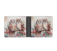 LPSADGF Leaves And Panther Men's Wallet Leather Money Clip Slim Passcase With 6 Card Slots, 2 Hidden Pockets, Two Owls on the Tree, One size, Modern