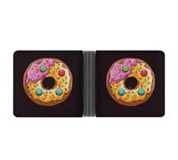 LPSADGF Left And Right Brain Men's Wallet Leather Money Clip Slim Passcase With 6 Card Slots, 2 Hidden Pockets, Donut, One Size, Modern