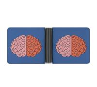 LPSADGF Left And Right Brain Men's Wallet Leather Money Clip Slim Passcase With 6 Card Slots, 2 Hidden Pockets, Left and Right Brain, One Size, Modern