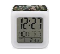 LPSADGF Lemurs in The Jungle Alarm Clock, 3-Inch Compact Digital Alarm with 7-Color Changing Night Light, Temperature & Calendar, Portable Travel Clock for Bedroom, Office, Dorm