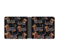 LPSADGF Light Brown Dog Men's Wallet Leather Money Clip Slim Passcase With 6 Card Slots, 2 Hidden Pockets, I Love My Dog Dachshunds, One size, Modern