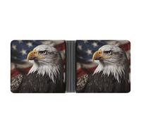 LPSADGF Lighthouse Men's Wallet Leather Money Clip Slim Passcase With 6 Card Slots, 2 Hidden Pockets, Bald Eagle US Flag Pictures, One Size, Modern