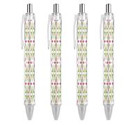 LPSADGF Lime Green Pattern Ballpoint Pens 4 PCS Retractable Smooth Writing Pens with Quick-Drying Ink, Comfort Grip Office Black Pens for Everyday Use, Bulk Office Supplies for Professionals