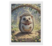 LPSADGF Lovely Hedgehog Diamond Painting Kits for Adults 12"x16" Diamond Art Kits 5D Diamonds Painting DIY Full Drill Diamonds Paintings Flower Plant Gem Art and Crafts