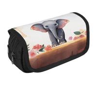 LPSADGF Lucky Elephant Large Pencil Case High Capacity Pencil Pouch Aesthetic Holder Box Storage Bag Desk Organizer Marker Pouch Pen for Supplies Makeup Bag & Daily Use