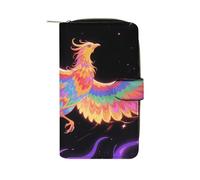 LPSADGF Magical Garden with A Fairy Wallet with 12 Card Slots - PU Leather Long Clutch Purse, Zipper Coin Holder & ID Window, Lightweight Travel Cash Wallet, Radiant Phoenix, 19.7x11x3.5cm, Modern