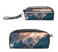 LPSADGF Magnificent Rainstorm Cloud Pencil Case & Travel Makeup Bag Leather Pencil Pouch 2 Compartment Cosmetic Bag Portable Stationery Organizer for Supplies Office Travel Organizers