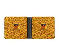LPSADGF Marble Navy Blue Mixed Men's Wallet Leather Money Clip Slim Passcase With 6 Card Slots, 2 Hidden Pockets, Yellow Rubber Ducky With Sunglasses, One Size, Modern