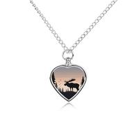 LPSADGF Moose Mountain Pine Tree Wilderness Pet Cremation Jewelry for Ashes, Pet Urn Necklace Dog Cat Ashes Holder Memorial Locket Pendant with Long Chain, Cremation Urn Necklace for Pets Lovers