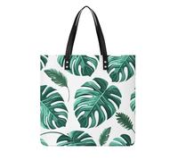 LPSADGF Mother Bear And Cubs Tote Bags for Women Leather Handbag Makeup Bag with Magnetic Buckle Design Casual Bag, Cyan Palm Leaves, 39x39cm