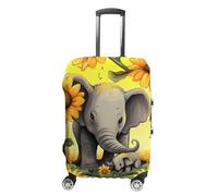 LPSADGF Mother Elephant Sunflowers Luggage Cover Protector - Travel Suitcase Sleeve with Dual-Sided Prints, Universal Fit 18-32 Inch, Washable Anti-Scratch Travel Baggage Cover, white, Small, Colorful