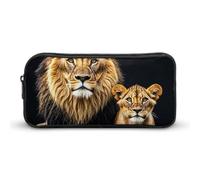 LPSADGF Mother Lion And Young Lion Pencil Pouch Large Capacity Pencil Case - Multi-Use Zippered Pen Organizer, Portable Makeup Bag & Travel Pouch for Office Stationery (8.7x4.7)