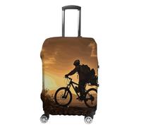 LPSADGF Mountain Bike in The Evening Luggage Cover Protector - Travel Suitcase Sleeve with Dual-Sided Prints, Universal Fit 18-32 Inch, Washable Anti-Scratch Travel Baggage Cover, white, M, Colorful