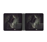 LPSADGF New York City Skyline Men's Wallet Leather Money Clip Slim Passcase With 6 Card Slots, 2 Hidden Pockets, Hacker, One Size, Modern