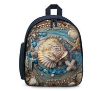 LPSADGF Ocean Shell Art Backpack for Men Women, Lightweight Classic Bookbag Simple Daypack for Travel, Blue, One Size, Daypack Backpacks