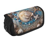 LPSADGF Ocean Shell Art Large Pencil Case High Capacity Pencil Pouch Aesthetic Holder Box Storage Bag Desk Organizer Marker Pouch Pen for Supplies Makeup Bag & Daily Use