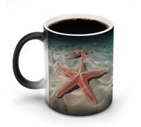 LPSADGF Ocean Starfish Coffee Mug Color Changing Mug Funny Heat Sensitive Color Changing Coffees Cup Ceramic Magic Cup Novelty Coffee Mugs Personalized Tea Cups Gift for Women Men