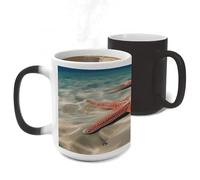 LPSADGF Ocean Starfish Color Changing Mug Funny Heat Sensitive Color Changing Coffees Cup Ceramic Magic Cup Novelty Coffee Mugs Personalized Tea Cups Gift for Women Men 11Oz