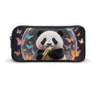 LPSADGF Orange Bubble Windmill Panda Pencil Pouch Large Capacity Pencil Case- Multi-Use Zippered Pen Organizer, Portable Makeup Bag & Travel Pouch for Office Stationery (8.7x4.7)