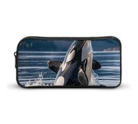 LPSADGF Orca Killer Whale Pencil Pouch Large Capacity Pencil Case- Multi-Use Zippered Pen Organizer, Portable Makeup Bag & Travel Pouch for Office Stationery (8.7x4.7)