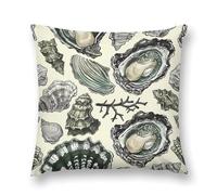 LPSADGF Oysters and Shells Throw Pillow Covers Farmhouse Cushion Cover Boho Plush Pillowcase Decorative Square Pillow Case for Couch Sofa Bed Living Room Home Decor 16 "x16