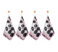 LPSADGF Panda Star Kitchen Hand Towels Absorbent Towels Quick-Drying Towel with Loop & Hook Soft Dish Cloths for Kitchen & Bathroom 4PCS