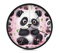 LPSADGF Panda Star Wall Clock, Modern Small Wall Clocks 10 Inch, Round Silent Non-Ticking Analog Classic for Office, Home, Bathroom, Kitchen, Bedroom