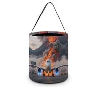 LPSADGF Passenger Plane Under Volcanic Eruption Halloween Tote Bags for Trick Or Treating - Large Capacity Candy Buckets with Handles