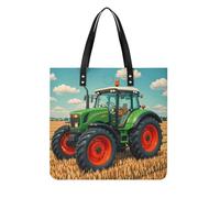 LPSADGF Pastel Color Smiley Face Tote Bags for Women Leather Handbag Makeup Bag with Magnetic Buckle Design Casual Bag, Fantasy Farm Tractor, 39x39cm
