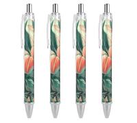 LPSADGF Peach on The Branch Ballpoint Pens 4 PCS Retractable Smooth Writing Pens with Quick-Drying Ink, Comfort Grip Office Black Pens for Everyday Use, Bulk Office Supplies for Professionals
