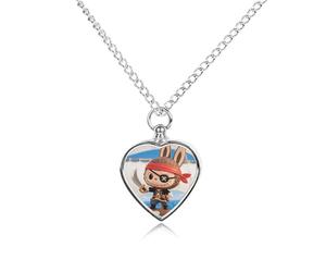 LPSADGF Pirate Rabbit Figurine Pet Cremation Jewelry for Ashes, Pet Urn Necklace Dog Cat Ashes Holder Memorial Locket Pendant with Long Chain, Cremation Urn Necklace for Pets Lovers