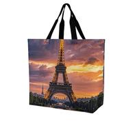 LPSADGF Poppy Flowers Tote Bag for Women - Reusable Foldable Grocery Shopping Bag, Crossbody Shoulder Handbag, Beautiful Eiffel Tower Paris, 40x40x16cm
