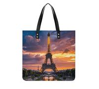 LPSADGF Poppy Flowers Tote Bags for Women Leather Handbag Makeup Bag with Magnetic Buckle Design Casual Bag, Beautiful Eiffel Tower Paris, 39x39cm