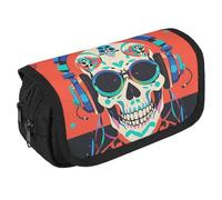 LPSADGF Punk Rock Earphones Skull Large Pencil Case High Capacity Pencil Pouch Aesthetic Holder Box Storage Bag Desk Organizer Marker Pouch Pen for Supplies Makeup Bag & Daily Use