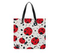 LPSADGF Punk Rock Earphones Skull Tote Bags for Women Leather Handbag Makeup Bag with Magnetic Buckle Design Casual Bag, Red Black Spotted Ladybug, 39x39cm