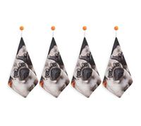 LPSADGF Puppys Pug Kitchen Hand Towels Absorbent Towels Quick-Drying Towel with Loop & Hook Soft Dish Cloths for Kitchen & Bathroom 4PCS