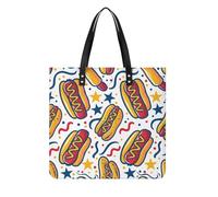 LPSADGF Purple Love Pattern Tote Bags for Women Leather Handbag Makeup Bag with Magnetic Buckle Design Casual Bag, Fun Red Food, 39x39cm