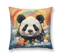 LPSADGF Rainbow Cartoon Panda Throw Pillow Covers Farmhouse Cushion Cover Boho Plush Pillowcase Decorative Square Pillow Case for Couch Sofa Bed Living Room Home Decor 12 "x12