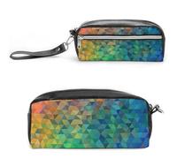 LPSADGF Rainbow Triangle Pencil Case - Large Capacity Pencil Pouch with Double Compartments PU Leather Zippered Organizer Bag for Office & Travel | Water-Resistant Cosmetic Makeup Bag