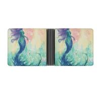 LPSADGF Red Eyed Tree Frog Men's Wallet Leather Money Clip Slim Passcase With 6 Card Slots, 2 Hidden Pockets, Beautiful Mermaid tail, One Size, Modern