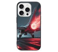 LPSADGF Red Flame Fighter for iPhone 16 Case, Slim Tempered Glass Back Protective Cover, Soft TPU Shockproof Protective Phone Case
