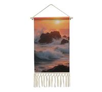 LPSADGF Reef at Sunset Poster Hanger Frame Cotton Linen Artwork Wooden Shaft Hanging Poster Posters Wall Art with Wooden Frames Wall Hanging Banner Decor for Living Room Bedroom